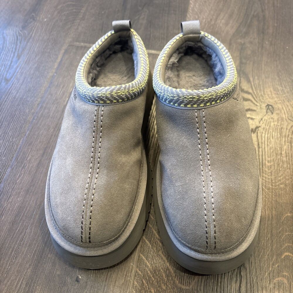 Koolaburra By Ugg Burree Gray Platform Suede Sherpa Lined Clog Slippers Size 10 - Picture 2 of 11